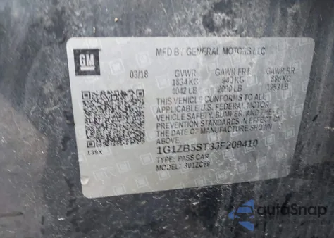 2018 Chevrolet Malibu 1Ls from USA, damaged, VIN 1G1ZB5ST3JF209410